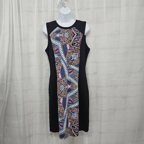 Nicole Miller Dress Black Art Deco Sleeveless Sheath Bodycon L NWT - Picture 13 of 13